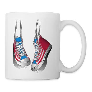 Hanging sneakers - Coffee/Tea Mug - white - Right