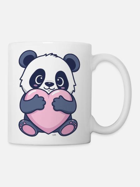Panda Heart Hug Illustration - Coffee/Tea Mug - white