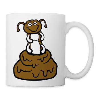 Funny caterpillar shit poo pile disgusting stinks - Coffee/Tea Mug - white - Right