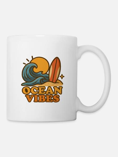 Ocean Vibes Surf Sunset - Coffee/Tea Mug - white
