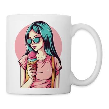 Neon Ice Cream Girl - Coffee/Tea Mug - white - Right