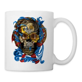 Baroque Skull with Glasses and Ribbons - Coffee/Tea Mug - white - Right