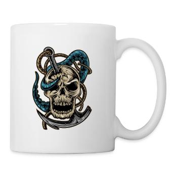 Skull and Dagger Kraken Tattoo - Coffee/Tea Mug - white - Right