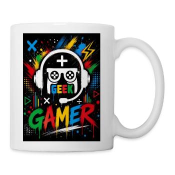Gamer Geek Neon Splash - Coffee/Tea Mug - white - Right