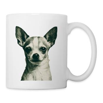 Chihuahua Noir Portrait, Dog Lovers  - Coffee/Tea Mug - white - Right