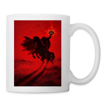 Crimson Headless Horseman with Glowing Pumpkin - Coffee/Tea Mug - white - Right