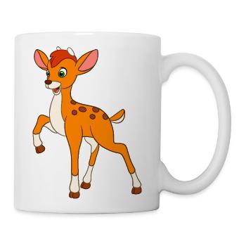 Petit Faon de dessin animé heureux - Tasse - blanc - Droite