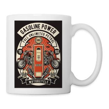 Gasoline Power Vintage Motorcycle Emblem - Coffee/Tea Mug - white - Right