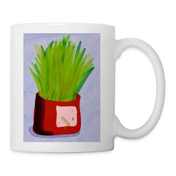 Vibrant Grass in Red Pot - Coffee/Tea Mug - white - Right