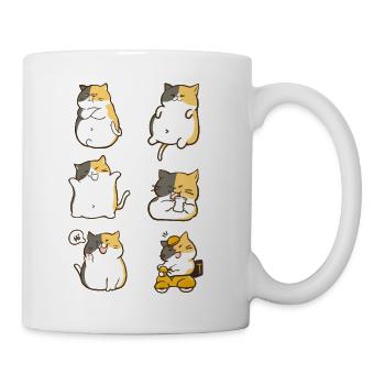 Chubby Calico Cat Expressions - Coffee/Tea Mug - white - Right