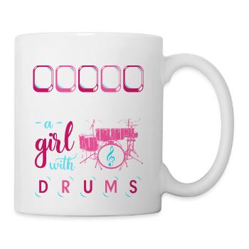 Drummer Girl Drumsticks Music Drums - Coffee/Tea Mug - white - Right