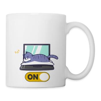 Home Office Mode On Lazy Cat On Laptop Fun - Coffee/Tea Mug - white - Right