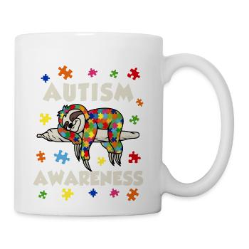Sloth Lover Autism Awareness Puzzle Piece Autistic - Coffee/Tea Mug - white - Right