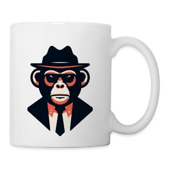 chimp mafia boss - Coffee/Tea Mug - white - Right