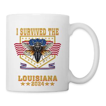survived cicada invasion Louisiana 2024 - Coffee/Tea Mug - white - Right