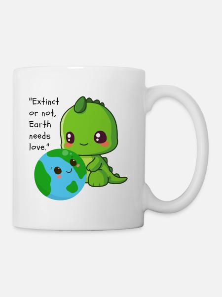 Adorable Earth-Inspired Dinosaur Design - Coffee/Tea Mug - white