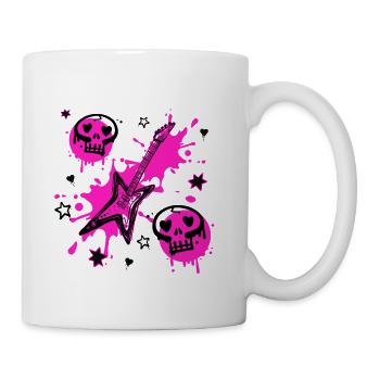 Neon Skull Guitar Splash - Coffee/Tea Mug - white - Right
