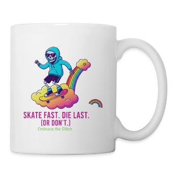 Glitch Skateboarder on Rainbow Cloud - Coffee/Tea Mug - white - Right