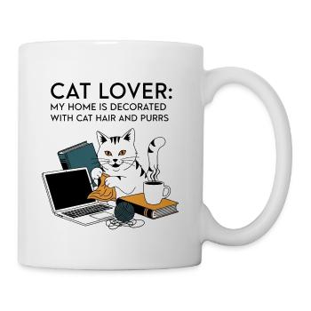 Cat Lover Home Decor: Cat Hair & Purrs - Coffee/Tea Mug - white - Right