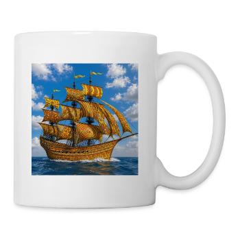 Decorated galleon - Coffee/Tea Mug - white - Right