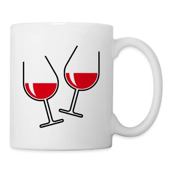 2 Toasting Red Wine Glasses (Bulbous / Open) - Coffee/Tea Mug - white - Right