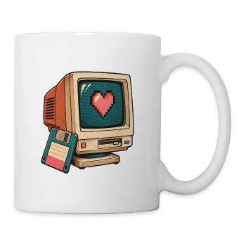 Pixel Heart on Vintage Computer - Coffee/Tea Mug - white - Right