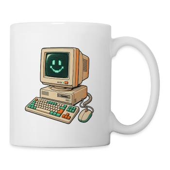 Retro Pixel Smile Computer - Coffee/Tea Mug - white - Right