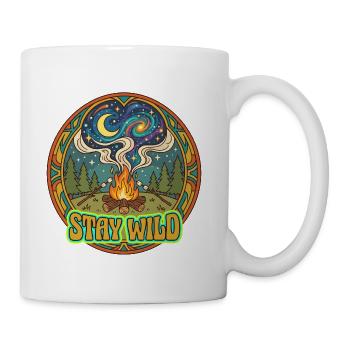 Stay Wild Retro Campfire Starry Night Camping - Coffee/Tea Mug - white - Right