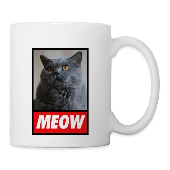 Meow Cute Expresive Blue Cat Shorthair - Coffee/Tea Mug - white - Right
