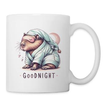 Sleepy Capybara in Comfy Pajamas - Coffee/Tea Mug - white - Right