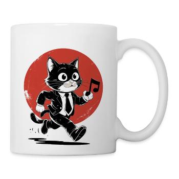 Whimsical Black White Cat Conducto - Coffee/Tea Mug - white - Right