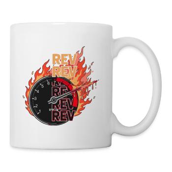 Rev Limit Speedometer Flame Design - Coffee/Tea Mug - white - Right