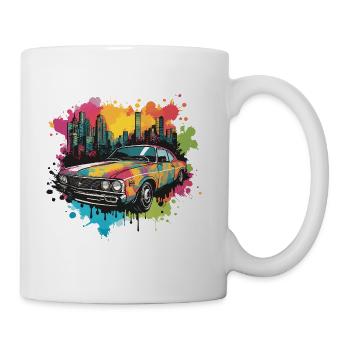 Retro Splash Neon Car - Coffee/Tea Mug - white - Right