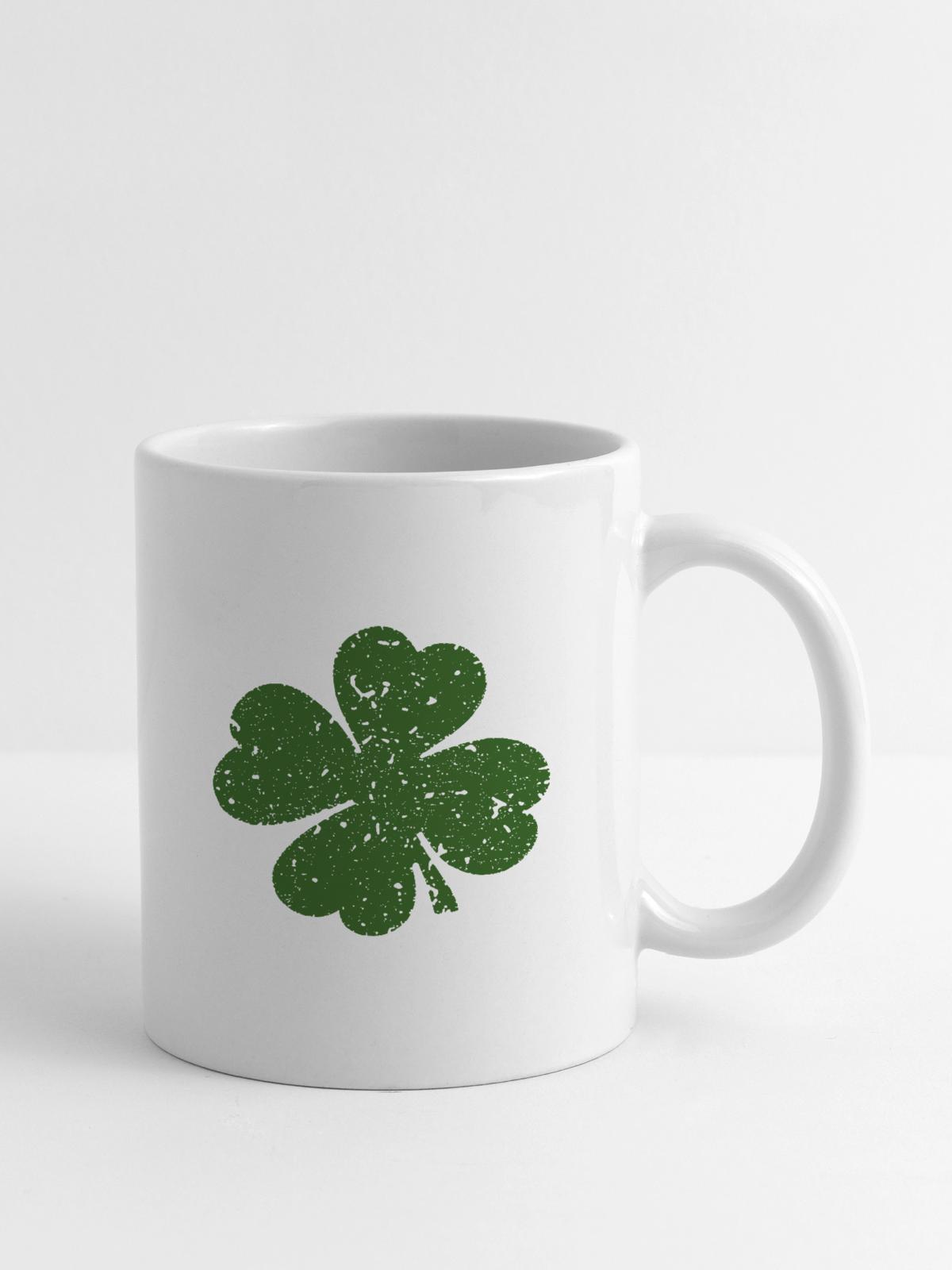 Emerald FourLeaf Clover on Checkerboard - Coffee/Tea Mug - white - Right
