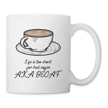 Latte Art Cup with Decaf Tag - Coffee/Tea Mug - white - Right