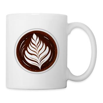 Latte Art Leaf Cappuccino Design - Coffee/Tea Mug - white - Right