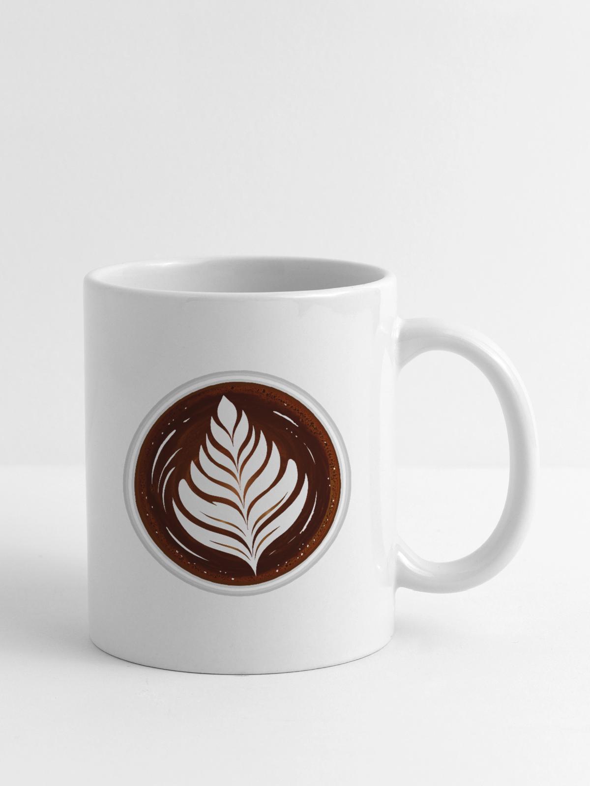 Latte Art Leaf Cappuccino Design - Coffee/Tea Mug - white - Right