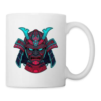 Neon Cyber Samurai Mask - Coffee/Tea Mug - white - Right