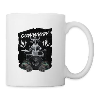 Cow Drum Skull Roses Rock - Coffee/Tea Mug - white - Right
