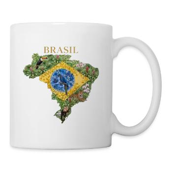 Brasil Botanical Map Wildlife Tropica - Coffee/Tea Mug - white - Right