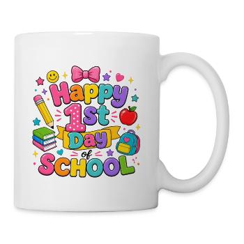 Happy 1st Day of School Colorful Back to School - Coffee/Tea Mug - white - Right