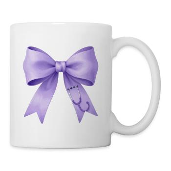 Lavender Bow Stethoscope - Coffee/Tea Mug - white - Right