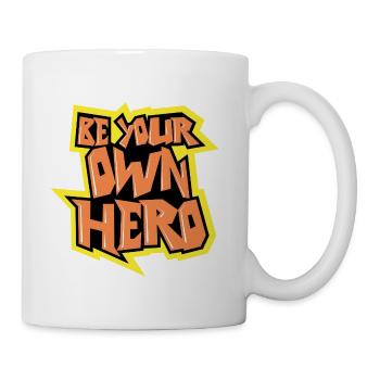 Be Your Own Hero – Bold Comic Tee - Coffee/Tea Mug - white - Right