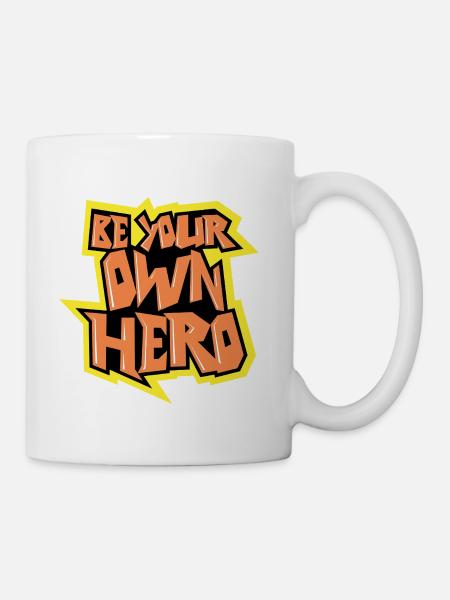 Be Your Own Hero – Bold Comic Tee - Coffee/Tea Mug - white