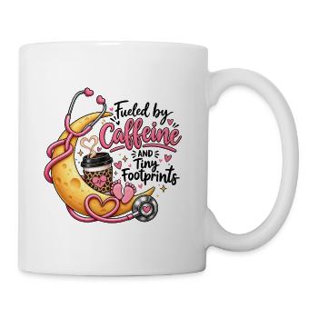 Fueled By Caffeine And Tiny Footprints NICU Nurse - Coffee/Tea Mug - white - Right
