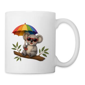 Koala with rainbow umbrella and sunglasses - Coffee/Tea Mug - white - Right
