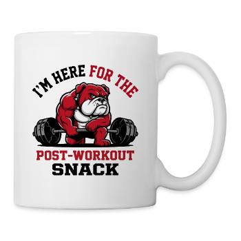 Post-Workout Snack Funny Gym Bulldog Bodybuilder - Coffee/Tea Mug - white - Right