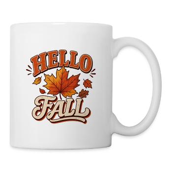 Hello Fall - Vintage Maple Leaf Design - Coffee/Tea Mug - white - Right