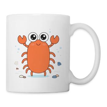 Cute Cheerful Cartoon Crab - Coffee/Tea Mug - white - Right