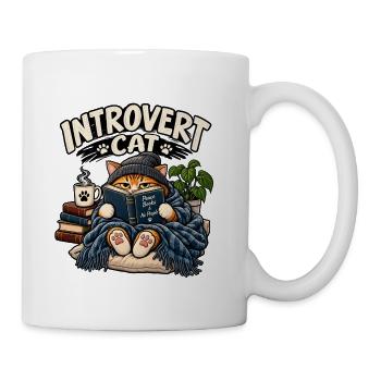 Introvert Cat Cozy Reader - Coffee/Tea Mug - white - Right